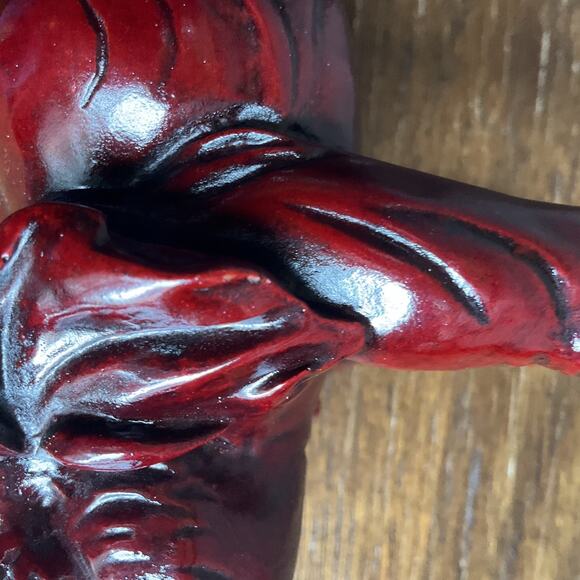 Lucky Elephant Trunk Up Statue Figurine 6" Long Deep Red Resin figure tusk - Picture 8 of 14